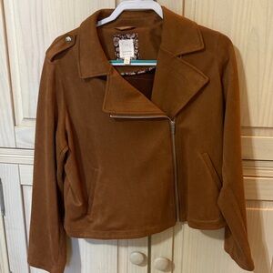 LC Lauren Conrad Brown Suede Asymmetrical Moto Jacket